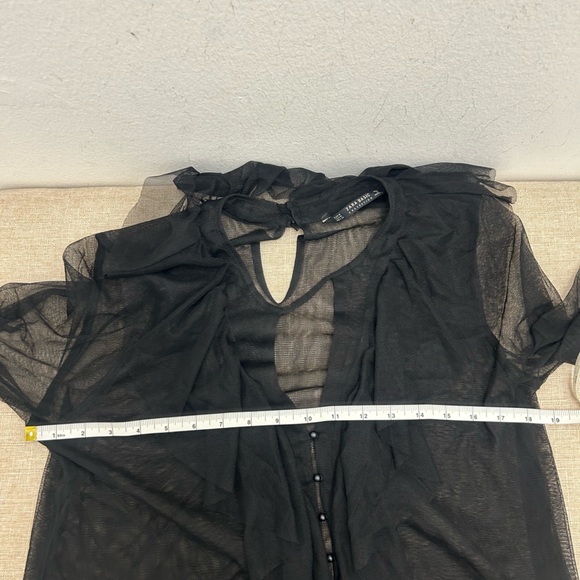 Zara Black Sheer Ruffle Blouse - Picture 7 of 10
